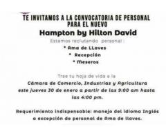 Convocatoria de Personal para el Hampton by Hilton David