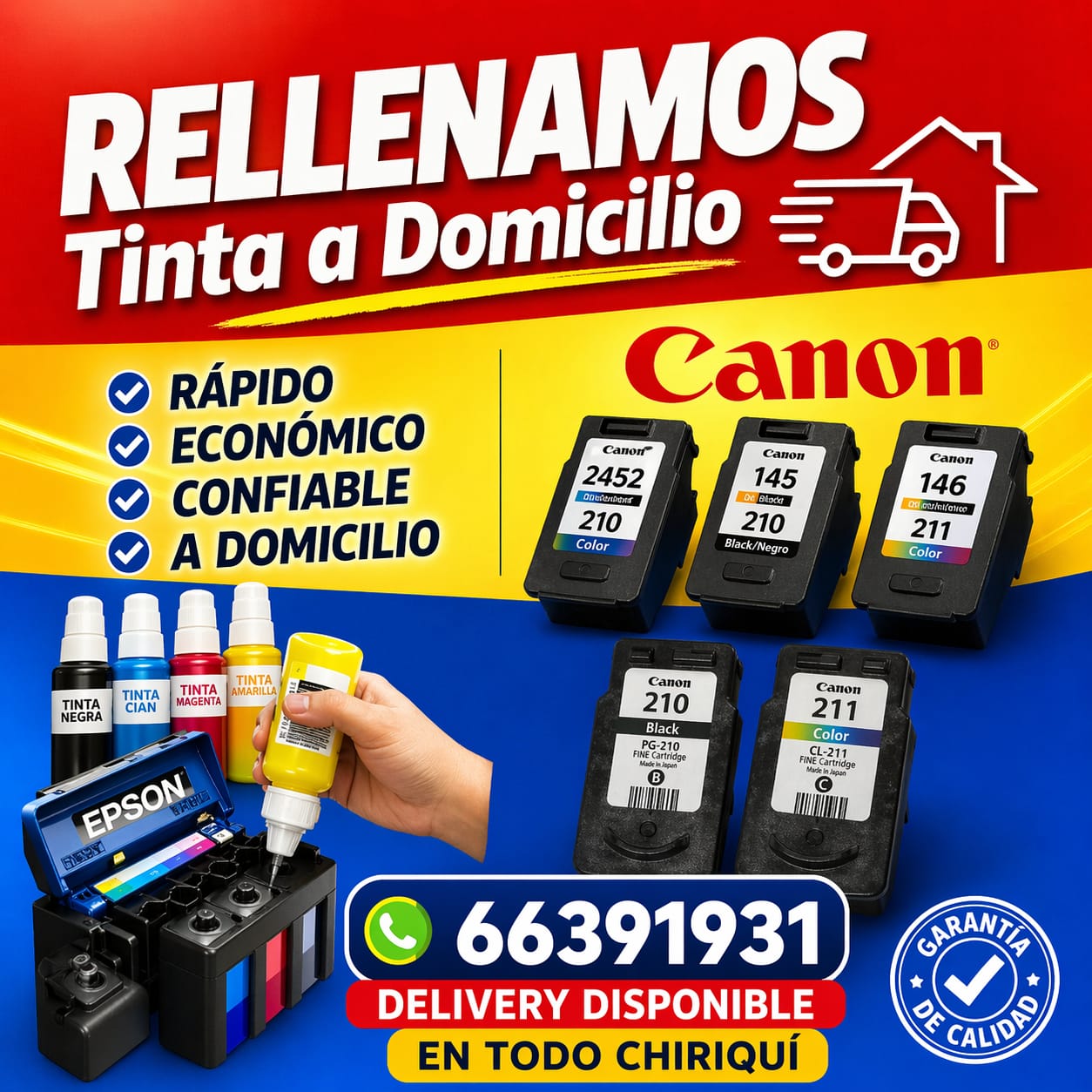 Rellenamos Tinta a Domicilio — Canon y Epson en todo Chiriquí
